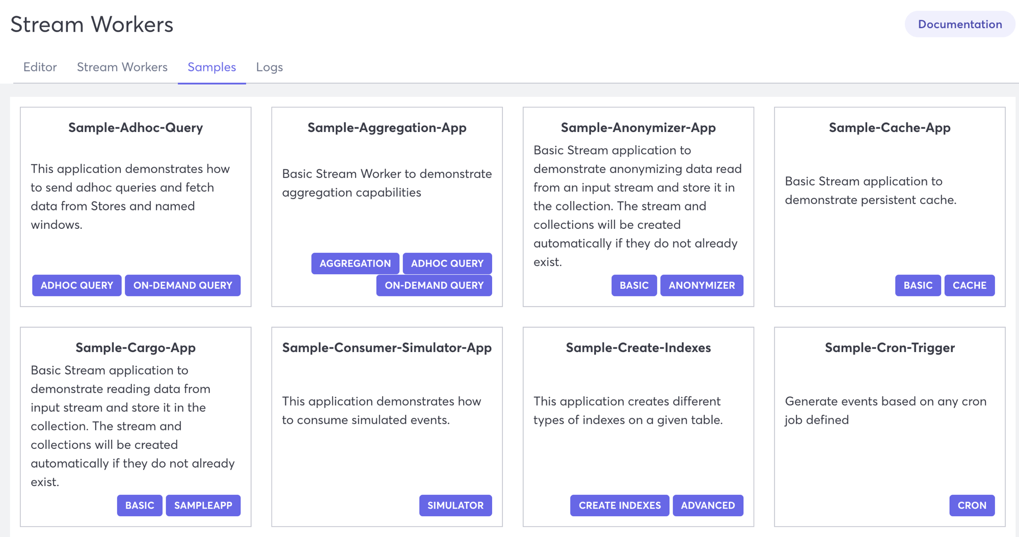 Samples tab